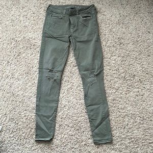 American Eagle Green Ripped Jeans